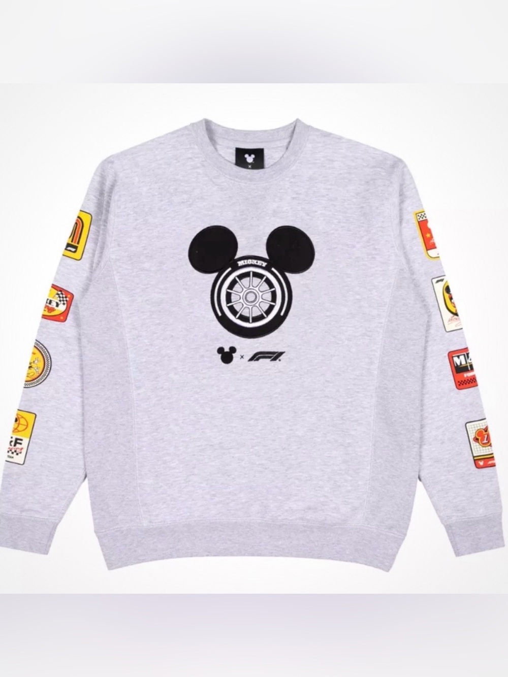 Mickey x F1 Men's Grey Crewneck Sweatshirt